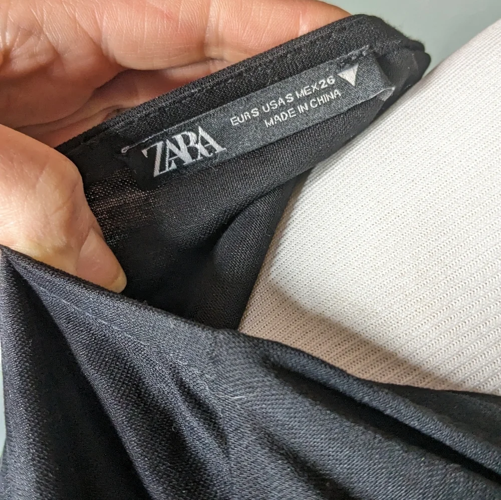 Zara Black wrap spring summer dress nylon viscose EUC Women's Small v neck - Picture 6 of 6